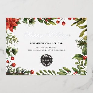 Carte De Vœux En Aluminium Ajouter votre logo d'entreprise Noël Mistletoe Arg
