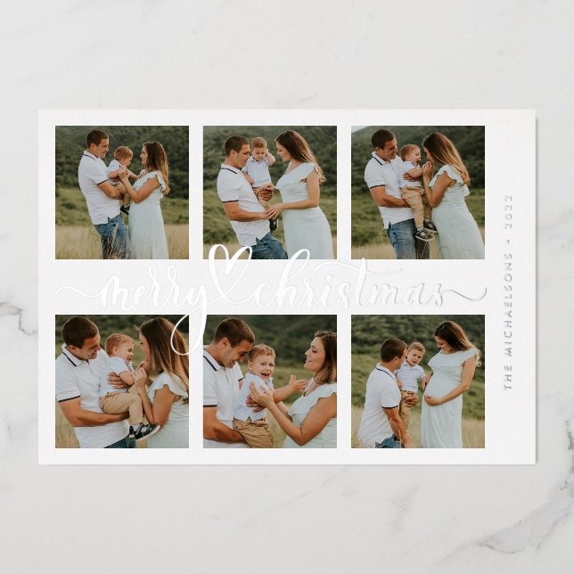 Carte De Vœux En Aluminium AJOUTER VOTRE PHOTO | Joyeux Noël (Recto)