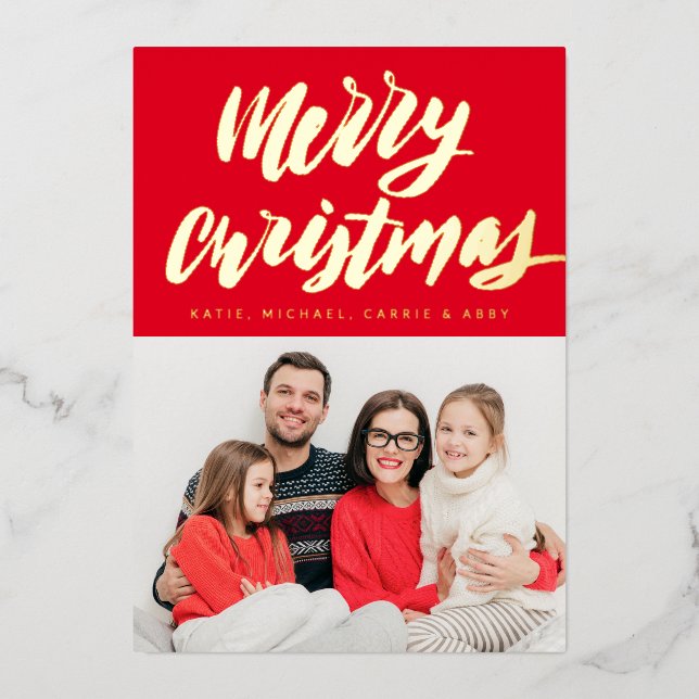 Carte De Vœux En Aluminium AJOUTER VOTRE PHOTO | Joyeux Noël Foil Voiture de  (Recto)