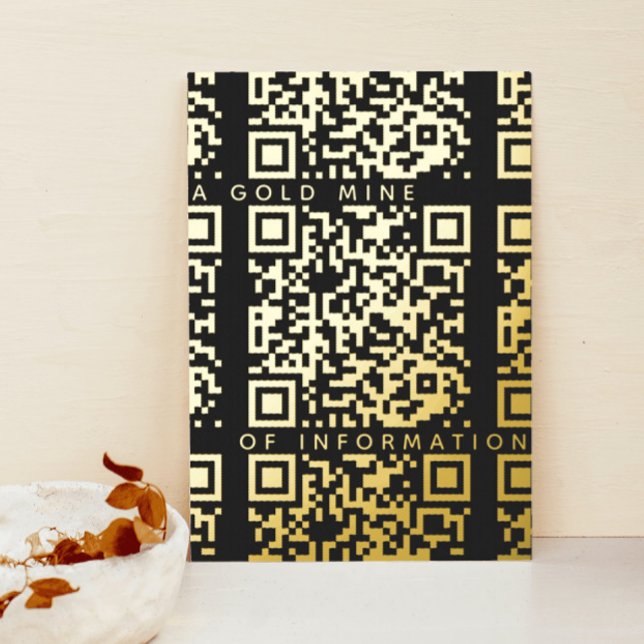Carte De Vœux En Aluminium Ajouter votre QR Code Black & Gold Funny Discount  (Créateur téléchargé)