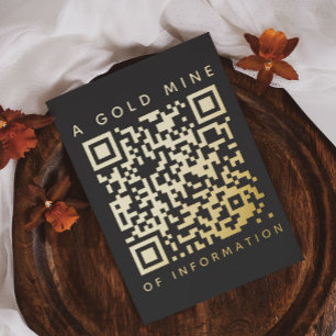 Carte De Vœux En Aluminium Ajouter votre QR Code Black & Gold Funny Discount