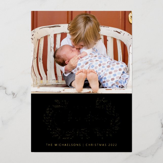 Carte De Vœux En Aluminium AJOUTEZ VOTRE PHOTO | Joyeux Noël (Recto)