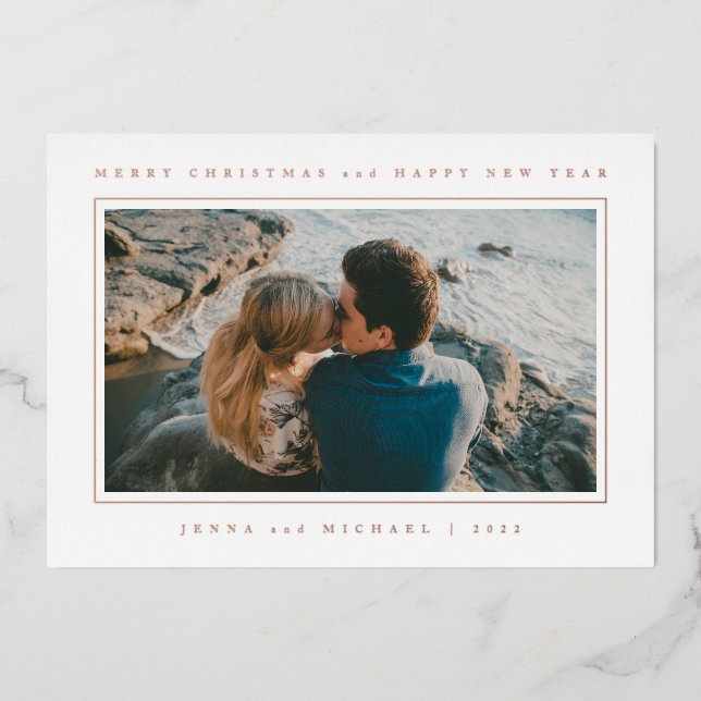 Carte De Vœux En Aluminium AJOUTEZ VOTRE PHOTO | Joyeux Noël et Bonne Année (Recto)