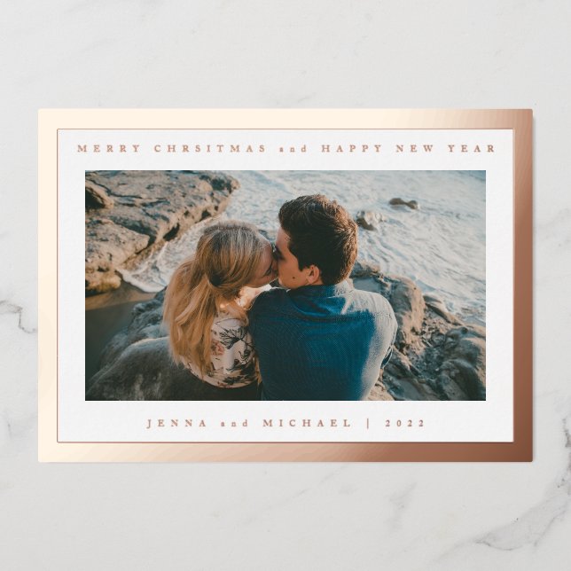 Carte De Vœux En Aluminium AJOUTEZ VOTRE PHOTO | Joyeux Noël et Bonne Année (Recto)