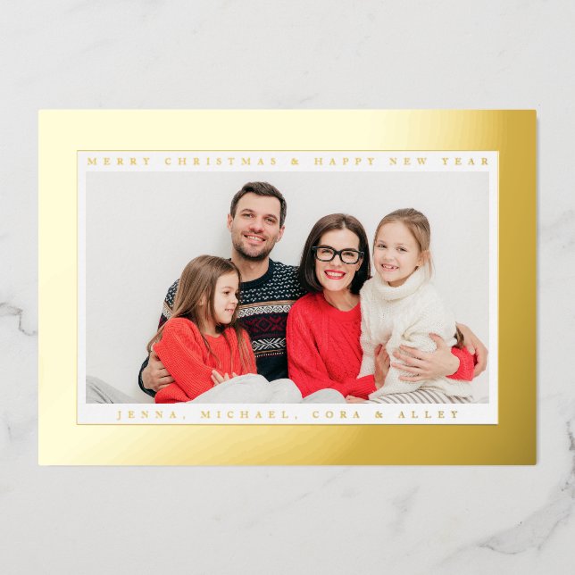 Carte De Vœux En Aluminium AJOUTEZ VOTRE PHOTO | Joyeux Noël et Bonne Année (Recto)