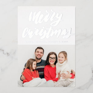 Carte De Vœux En Aluminium AJOUTEZ VOTRE PHOTO Joyeux Noël Foil Holiday Ca