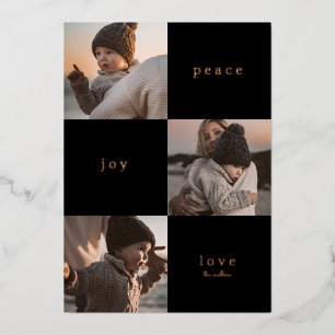 Carte De Vœux En Aluminium AJOUTEZ VOTRE PHOTO   Joyeux Noël PAIX JOIE AMOUR