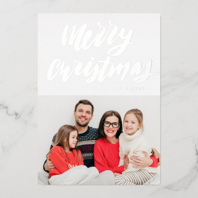 Carte De Vœux En Aluminium  AJOUTEZ VOTRE PHOTO | Joyeux Noël Papier D'alumin (Recto)