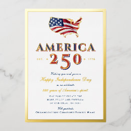 Carte De Vœux En Aluminium America 250 Map Semiquincentennial Patriotic Blue