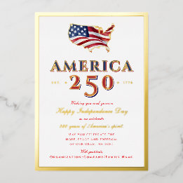 Carte De Vœux En Aluminium America 250 Map Semiquincentennial Patriotic Red