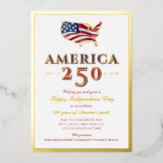 Carte De Vœux En Aluminium America 250 Map Semiquincentennial Patriotic Red