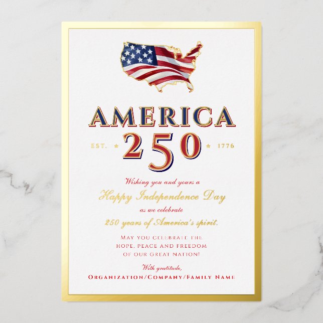 Carte De Vœux En Aluminium America 250 Map Semiquincentennial Patriotic Red (Recto)