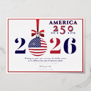 Carte De Vœux En Aluminium America 250 Patriotic Holiday 2025 Red Republican