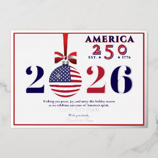 Carte De Vœux En Aluminium America 250 Patriotic Holiday 2025 Red Republican