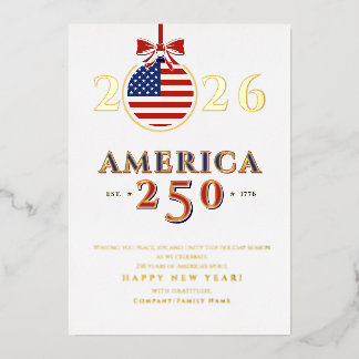 Carte De Vœux En Aluminium America 250 Semiquincentennial 2026 New Year's