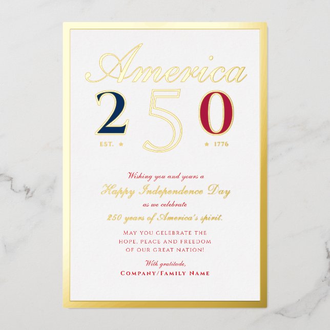Carte De Vœux En Aluminium America 250 Semiquincentennial Patriotic Red (Recto)
