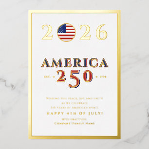 Carte De Vœux En Aluminium Amérique 250 Semiquincentenaire 2026 4 juillet