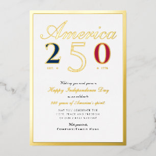 Carte De Vœux En Aluminium Amérique 250 Semiquincentennial Patriotique Bleu