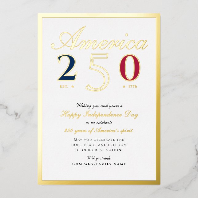 Carte De Vœux En Aluminium Amérique 250 Semiquincentennial Patriotique Bleu (Recto)