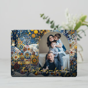 Carte De Vœux En Aluminium Amusant coloré Abstrait hiver Wonderland Art Gold