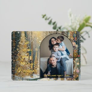 Carte De Vœux En Aluminium Amusant coloré Abstrait hiver Wonderland Art Gold