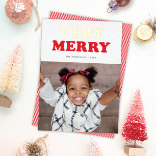 Carte De Vœux En Aluminium Amusant Très Merry Retro Typographie de la Mood Ph