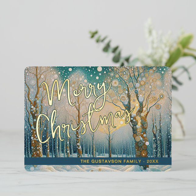 Carte De Vœux En Aluminium Amusants Abstrait Winter Wonderland Snowflakes Art (Debout devant)