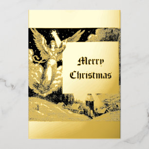 Carte De Vœux En Aluminium Ange de Noël & Étoile de l'ère victorienne vintage