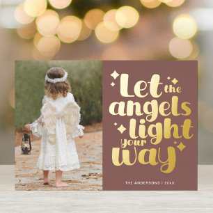 Carte De Vœux En Aluminium Ange de Noël Fille Blanc Grayish Rouge Or