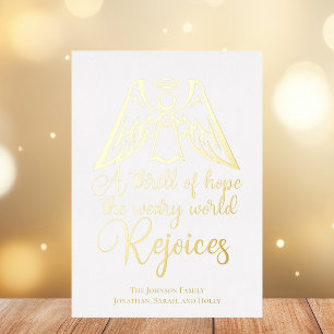 Carte De Vœux En Aluminium Angel de Noël religieux Rejoice Custom Gold