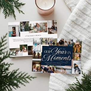 Carte De Vœux En Aluminium Année en moments Famille Photo Collage Noël
