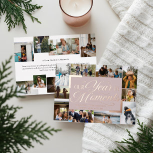 Carte De Vœux En Aluminium Année en moments Famille Photo Collage Noël