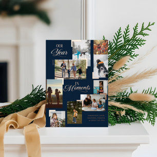 Carte De Vœux En Aluminium Année en moments Famille Photo Collage Noël