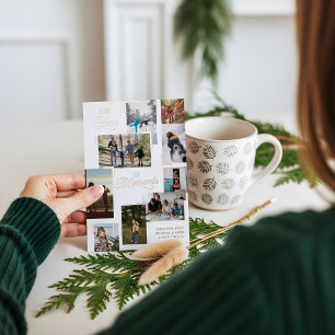 Carte De Vœux En Aluminium Année en moments Famille Photo Collage Noël