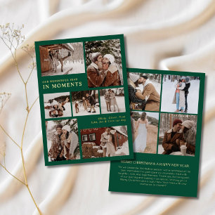 Carte De Vœux En Aluminium Année en moments famille photo collage Noël