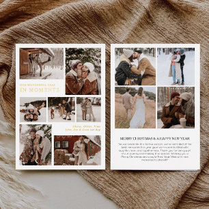 Carte De Vœux En Aluminium Année en moments famille photo collage Noël