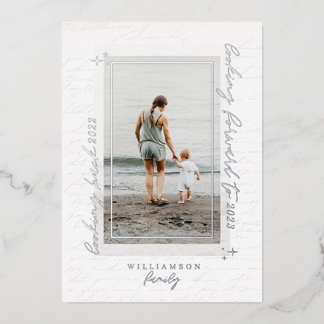 Carte De Vœux En Aluminium Année manuscrite dans la lettre d'examen Scrapbook (Recto)