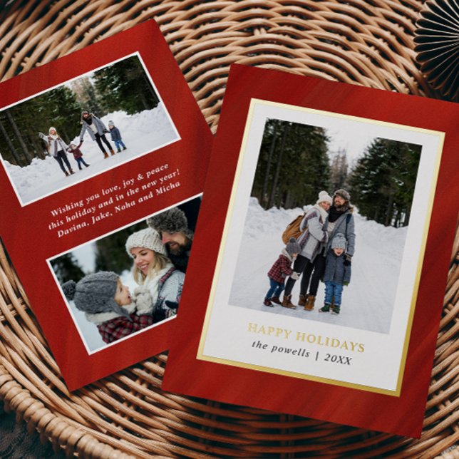Carte De Vœux En Aluminium Aquarelle Cadre en velours rouge 3 Photos Noël (Créateur téléchargé)