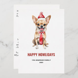 Carte De Vœux En Aluminium Aquarelle Chihuahua Joyeux Howlidays