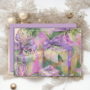 Carte De Vœux En Aluminium Aquarelle des cadeaux de Noël Peach Mint Lavender