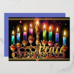 Carte De Vœux En Aluminium Aquarelle Hanoukka Menorah Peace<br><div class="desc">Aquarelle Hanoukka Menorah Peace</div>