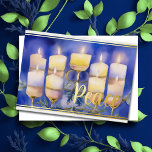 Carte De Vœux En Aluminium Aquarelle Hanoukka Menorah Peace<br><div class="desc">Aquarelle Hanoukka Menorah Peace</div>