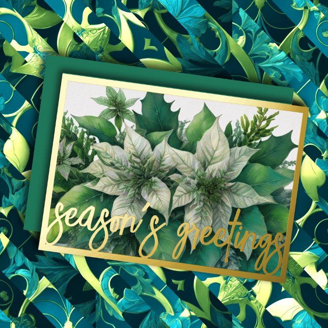 Carte De Vœux En Aluminium Aquarelle Peinture Blanc Poinsettia Noël (Créateur téléchargé)