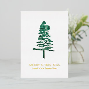 Carte De Vœux En Aluminium Aquarelle Pine Tree photo Noël d'affaires