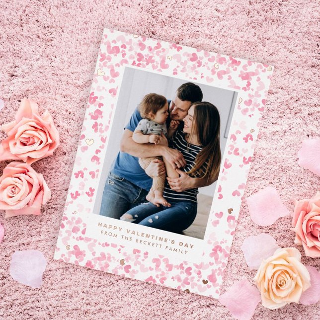 Carte De Vœux En Aluminium Aquarelle rose mignonne Coeurs d'amour Saint-Valen (Créateur téléchargé)