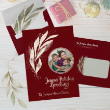 Aquarelle rouge profond de l'or feuille Joyeux vac