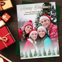 Aquarelle rustique Pine Arbres Photo Noël