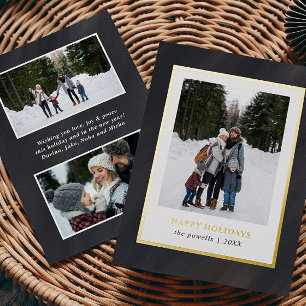 Carte De Vœux En Aluminium Aquarelle velours gris Cadre 3 Photos Noël