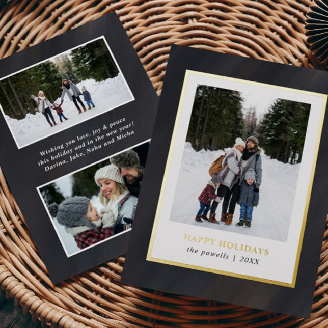 Carte De Vœux En Aluminium Aquarelle velours gris Cadre 3 Photos Noël (Créateur téléchargé)