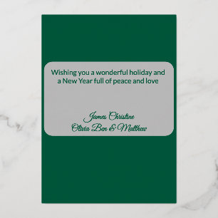 Carte De Vœux En Aluminium Aquarelle verte à huile d'argent feutre photo Noël